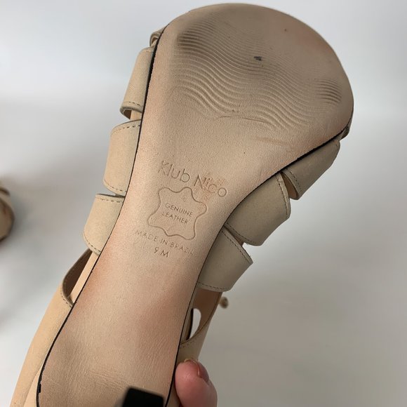 Anthropologie Klub nico cream lace up heels peep toe 9 - Picture 7 of 10